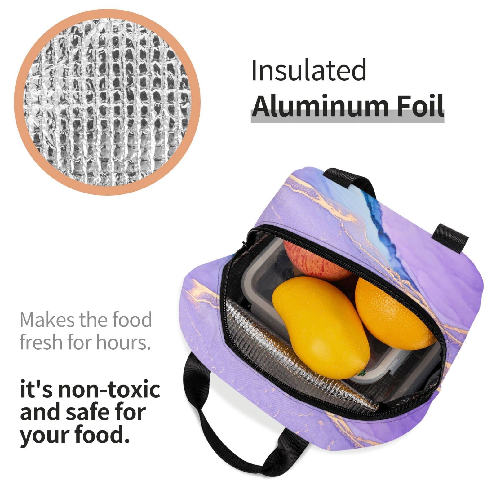 Marble Abstract Insulated Lunch Box - Reusable & Leak-Proof Lunch Bag for Men & Women - Portable Meal Container for Work, School, Travel & Picnic - Keep Food Fresh for Hours