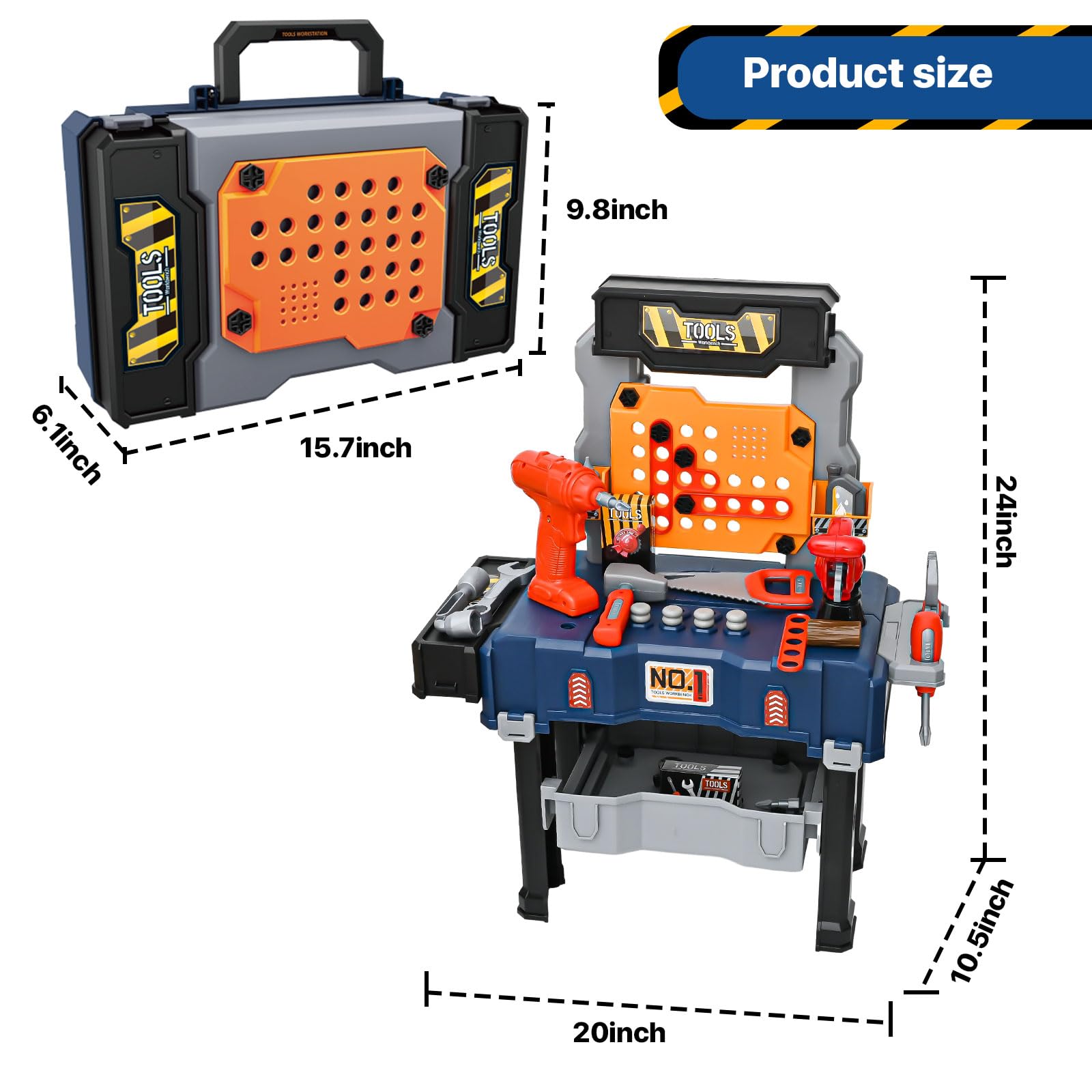 MUGEYMYD Kids Tool Bench Set with Electric Drill - Realistic Pretend Play Construction Workbench Toys for Toddlers & Preschoolers Ages 3-8 | STEM Learning Toy for Boys & Girls | Perfect for DIY Projects, Role Play & Early Childhood Development