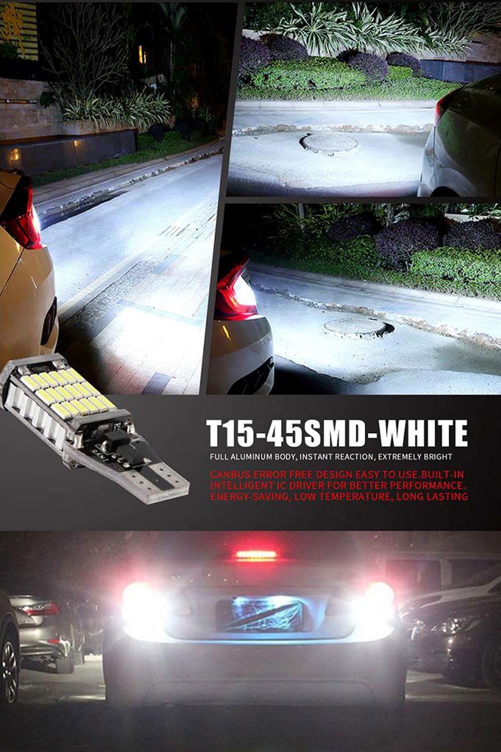 921 LED Bulbs 912 Reverse Lights - Pack of 6, 6000K Xenon White CANBUS T10 T15 906 W16W 921K 922 Backup Bulbs - Perfect for Cargo Lights, Reverse Lights, and Interior Dome Light Replacement in Cars, Trucks, SUVs