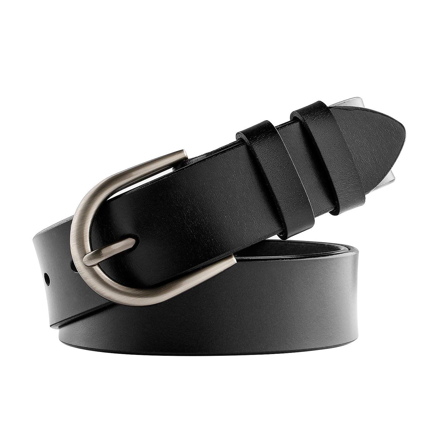 WHIPPY Women's Genuine Leather Belt for Pants, Dresses & Jeans - Adjustable Waist Belt with Brushed Alloy Buckle - Perfect for Office, Casual & Formal Outfits