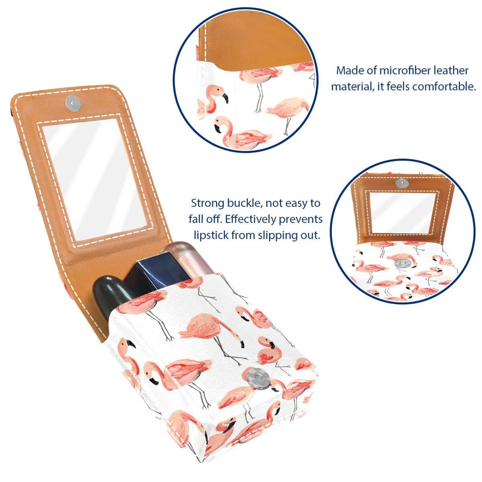 Personalized Lipstick Case - Portable Makeup Bag & Cosmetic Pouch Organizer with Flamingo Animal Love Pattern - Perfect for Travel, Gift, and Daily Makeup Storage