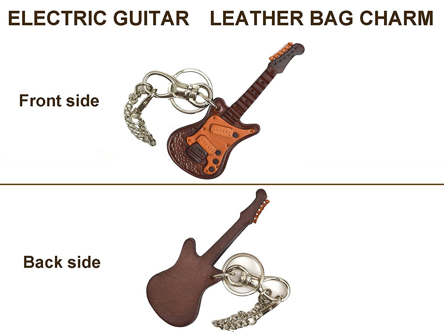 VANCA Handmade Electric Guitar Genuine Leather Bag Charm & Keychain - Japanese Craftsmanship | Perfect for Guitar Enthusiasts, Music Lovers & Unique Gift Ideas