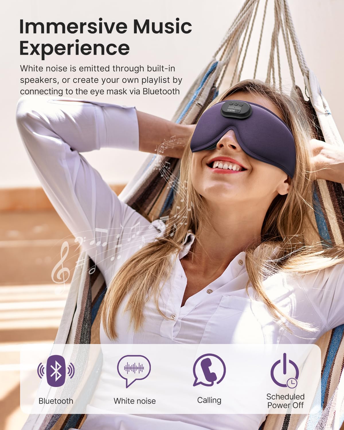 RENPHO Bluetooth Sleep Headphones with Built-in Eyeris 3 Eye Massager - Wireless Headband for Sleeping, Meditation & Travel - Comfortable Noise Canceling for Side Sleepers & Insomnia Relief