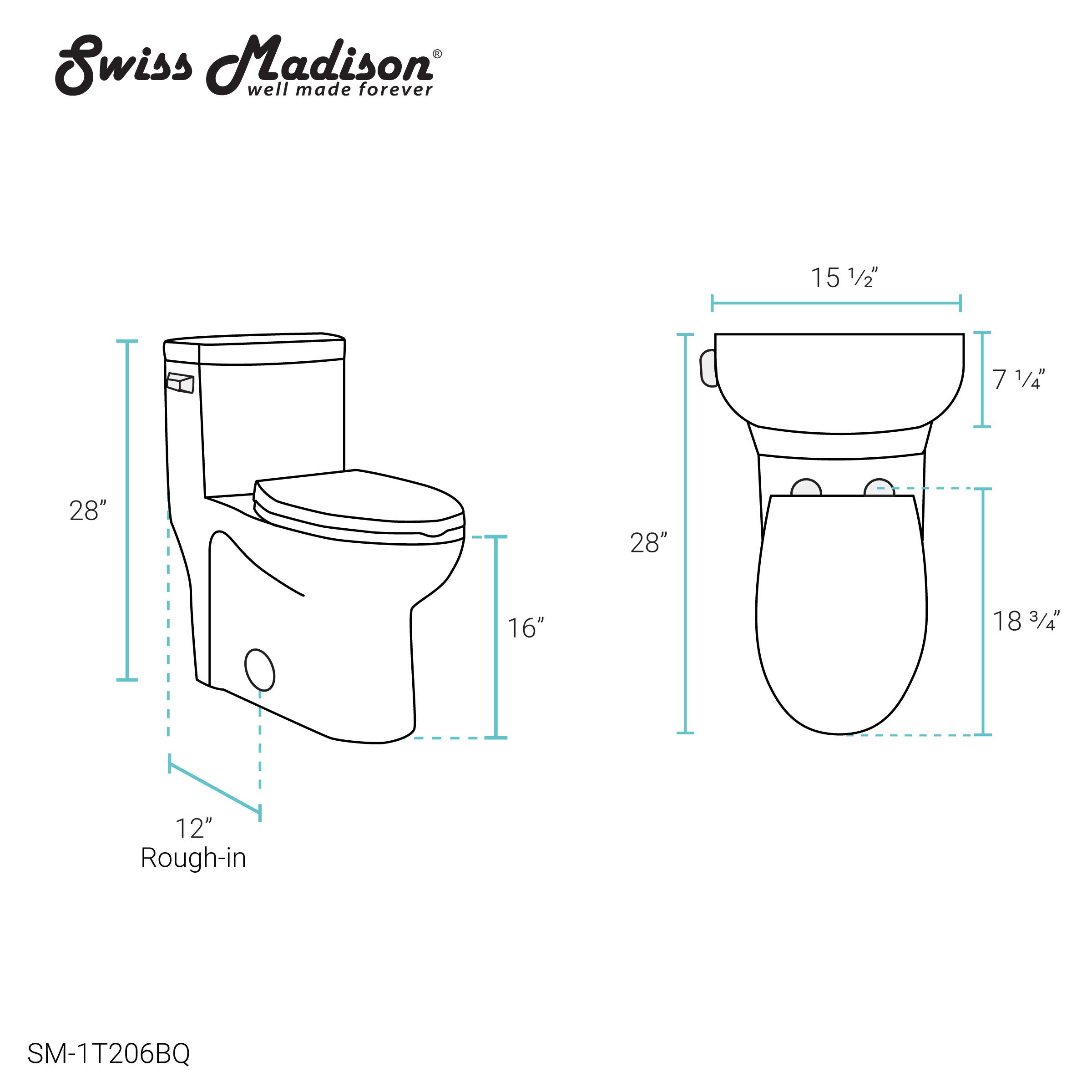 Swiss Madison SM-1T206BQ Sublime One-Piece Elongated Toilet with Left-Side Flush Handle | 1.28 GPF Water-Saving Design in Bisque Color | Perfect for Modern Bathrooms, Small Spaces & Eco-Friendly Homes