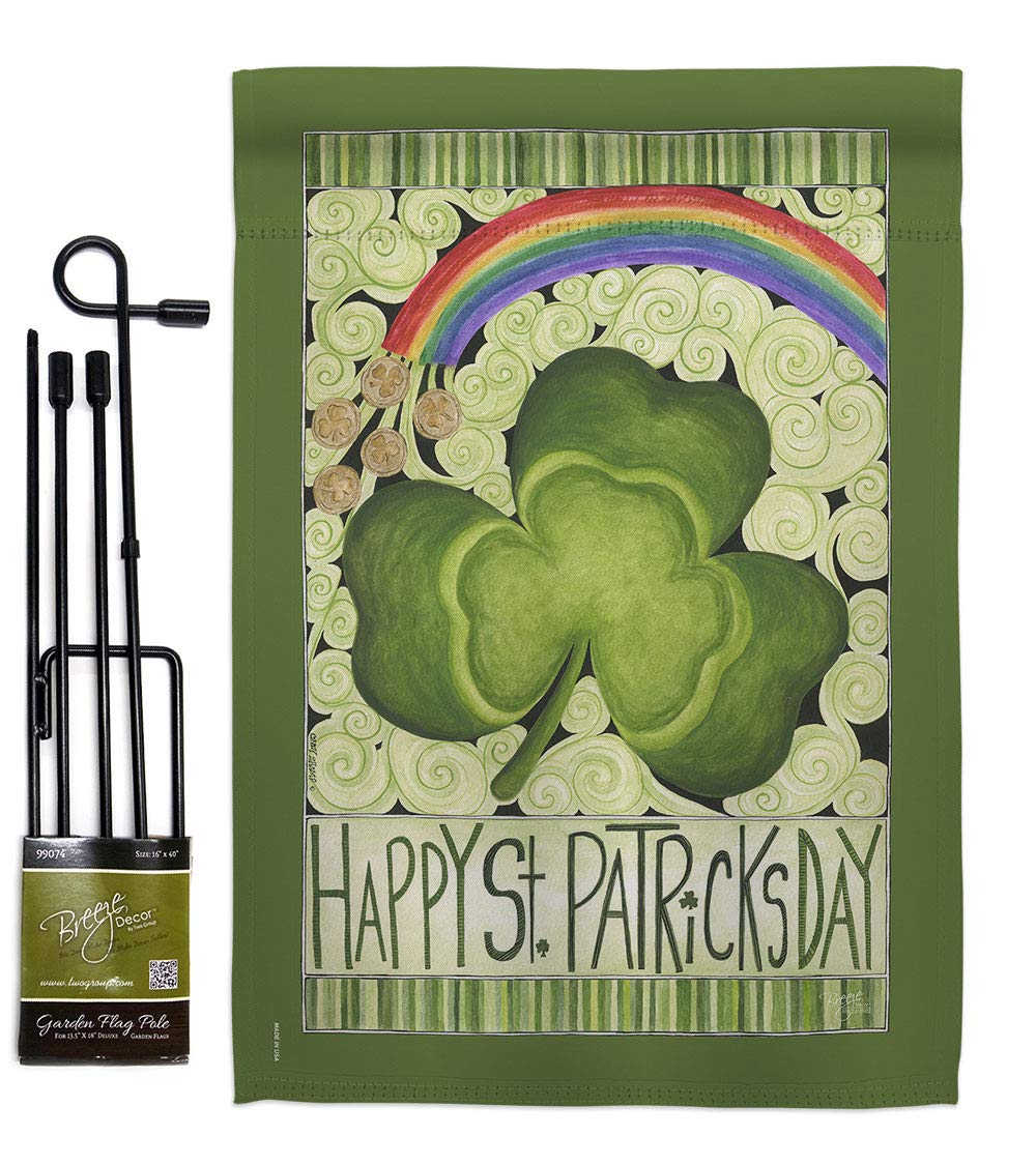 St Patricks Day Garden Flag Set - Double-Sided Shamrock Banner for Yard Decor