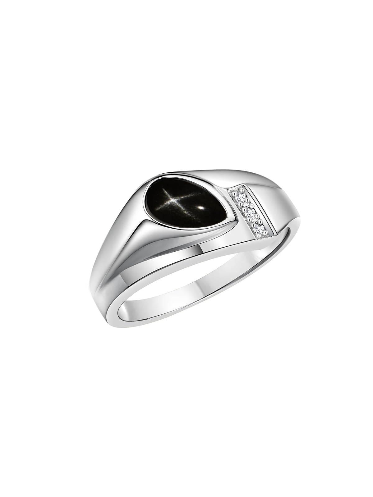 Rylos Men's Pear Shape Cabochon Gemstone & Diamond Rings - Elegant Tear Drop Sterling Silver Rings for Men (Sizes 8-13) | Timeless Wedding Bands, Anniversary Gifts & Luxury Jewelry for Special Occasions