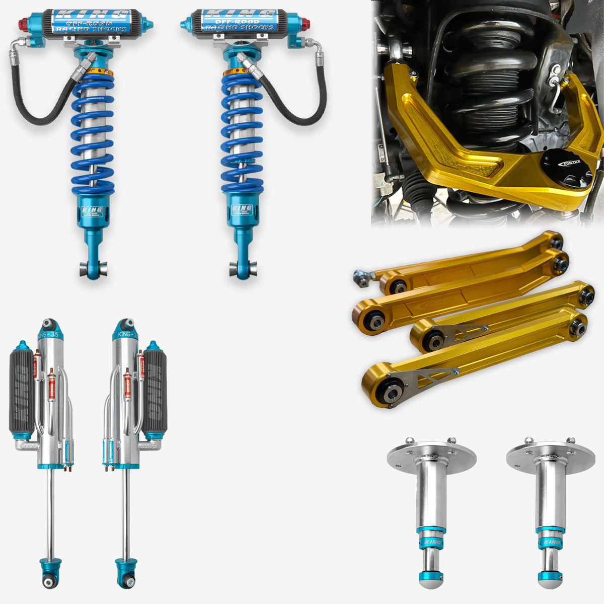 **2021-2023 Ram TRX King 3.0 RR Front Coilovers & 3.5 4-Tube BP Rear Shocks with Kibbetech UCA & Rear Suspension Combo Kit – Off-Road Performance Upgrade for Desert Racing & Overlanding**