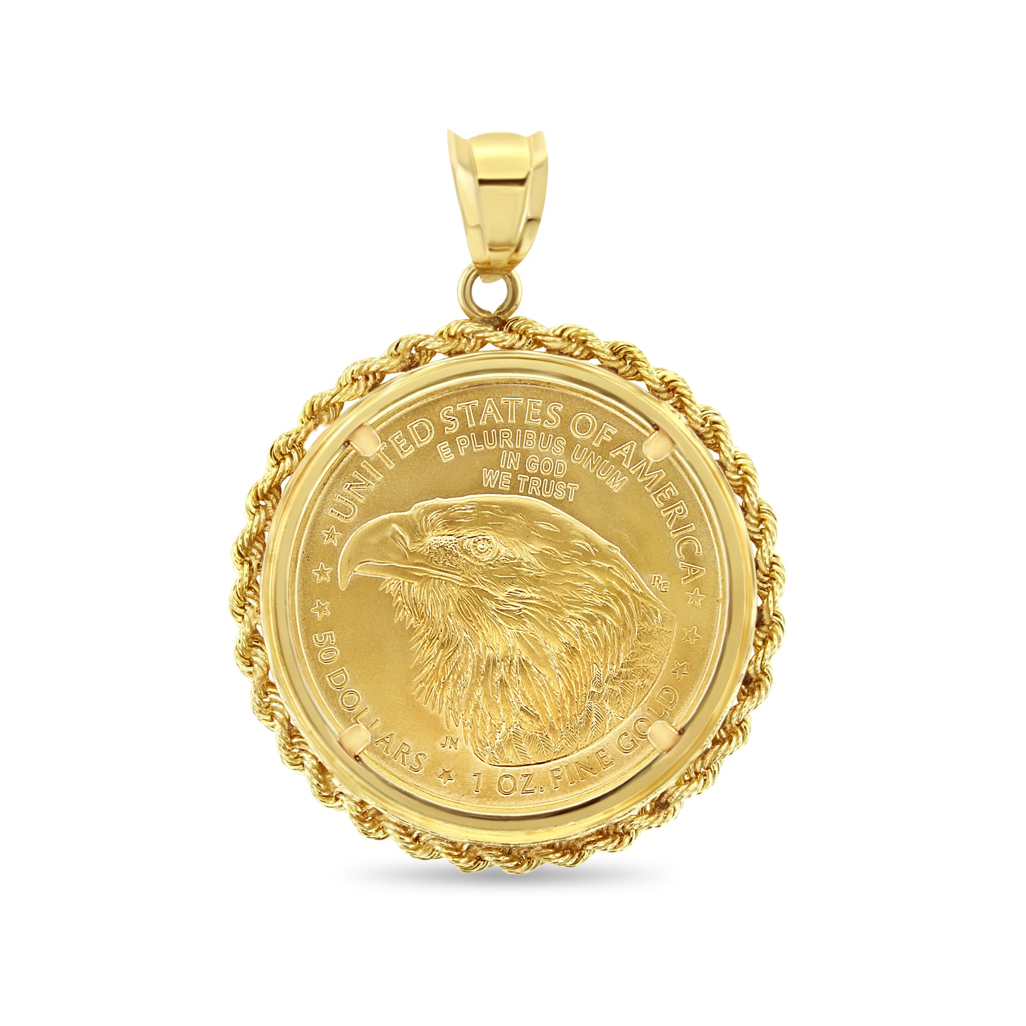 1OZ Fine Gold Lady Liberty Medallion Necklace - 24K Solid Gold Coin Pendant with Rope Chain - Perfect for Gifts, Collecting & Patriotic Jewelry