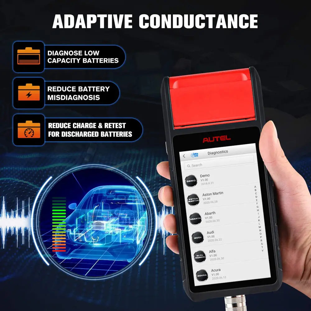 Autel MaxiBAS BT608 Professional Car Battery & Electrical System Tester Kit with Touchscreen Display - Diagnose Battery Health, Alternator, Starter for Cars, Trucks, SUVs - Perfect for Mechanics & DIY Auto Repair