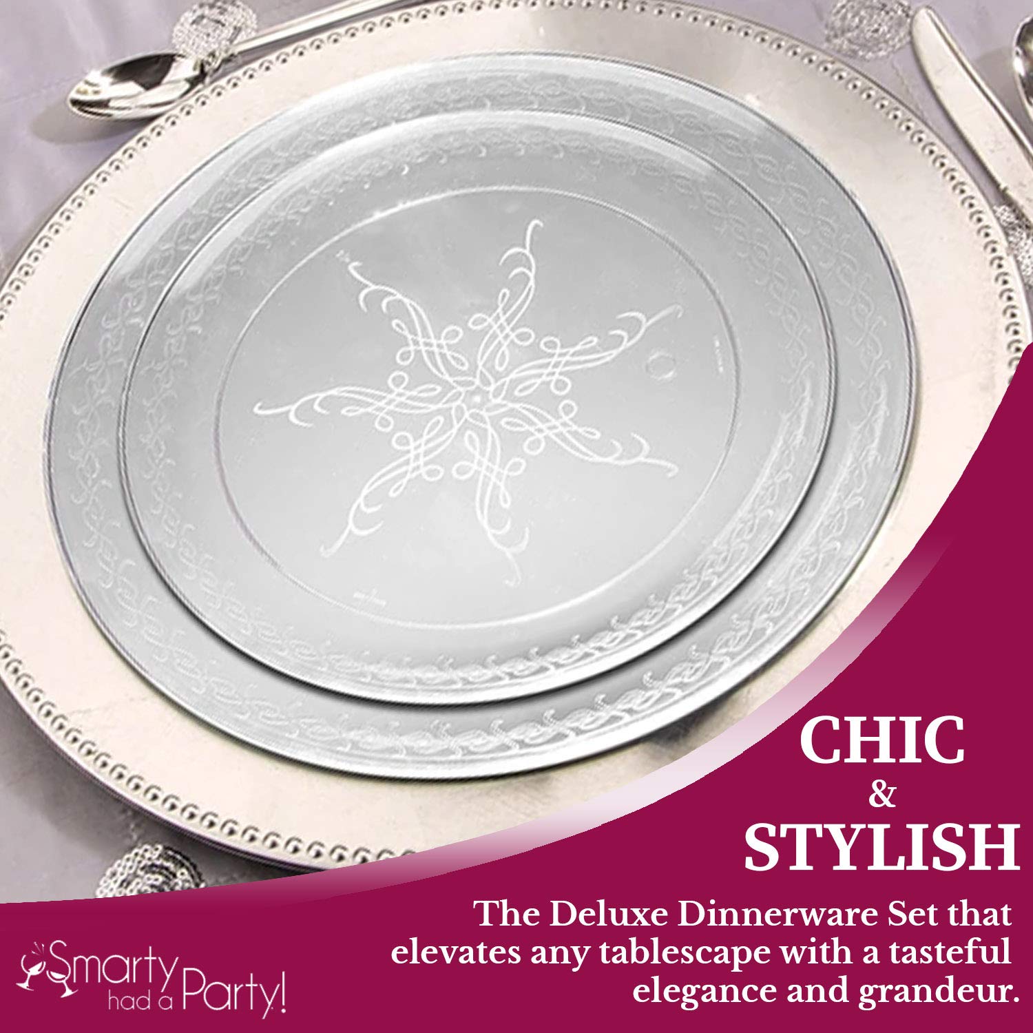 Elegant Disposable Plastic Lunch Plates 240 Pcs - 9.5