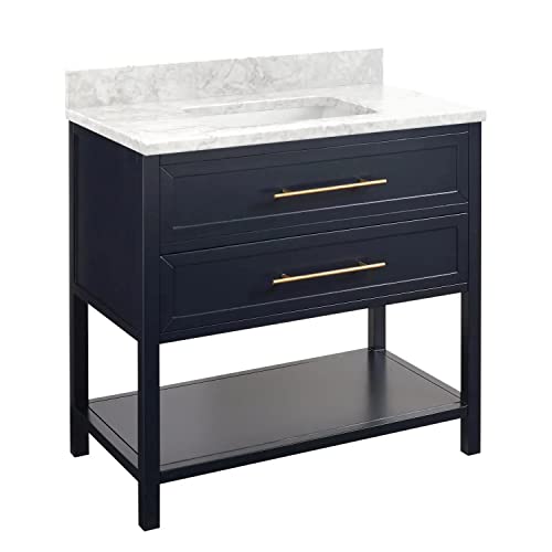 Midnight Navy Blue / Carrara Marble
