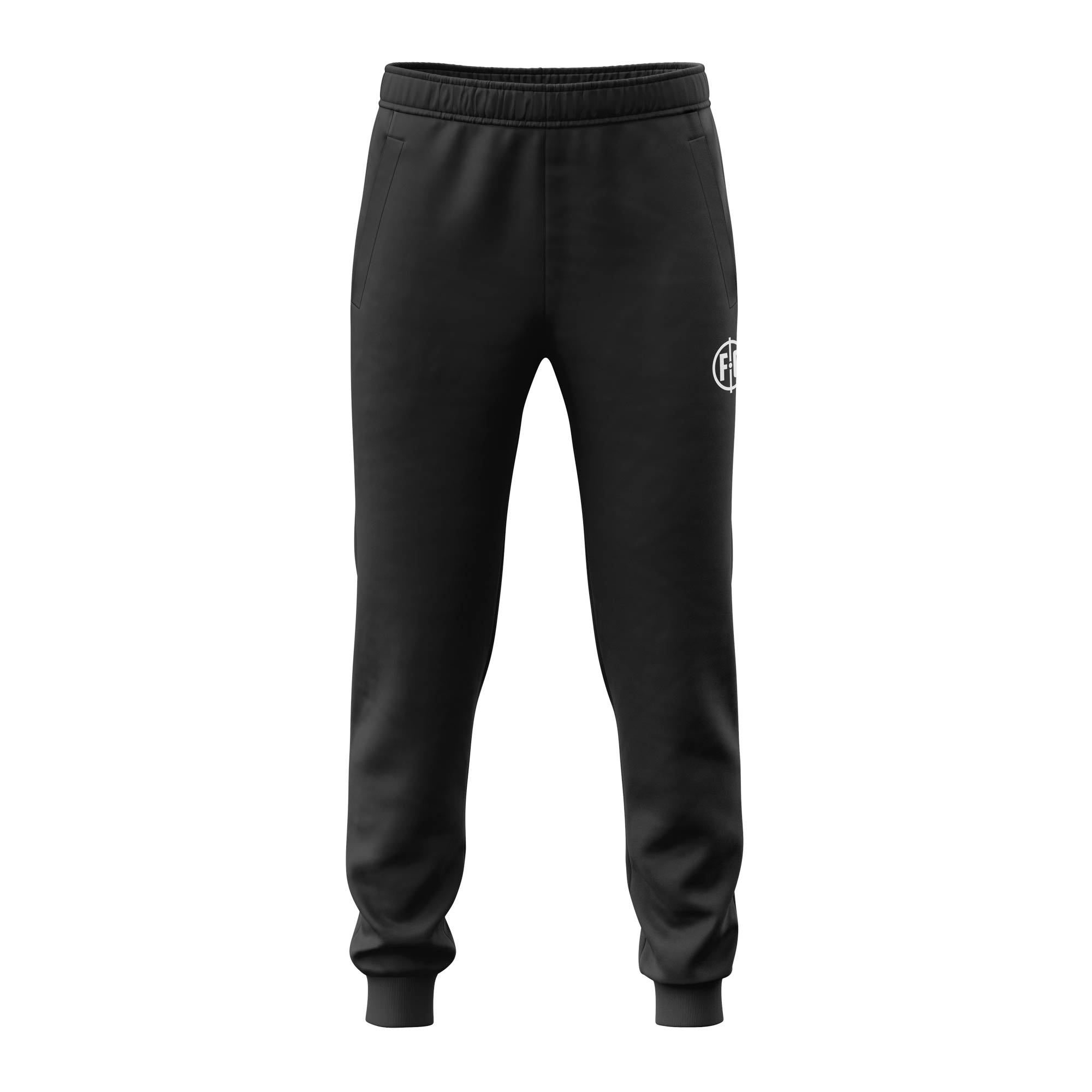 FC Jogger Pants for Men - Black Athletic Running Sweatpants with Pockets | Gym Workout, Lounge & Casual Wear