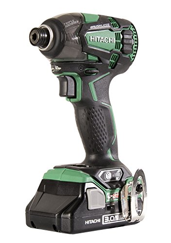 Hitachi WH18DBDL2 18V Brushless Cordless Impact Driver Kit - 4 Speed Settings, 1832 in-lbs Torque, Fast Charger with USB Port, IP56 Rated, Includes 2x 3.0Ah Batteries - Perfect for Construction, Woodworking, and DIY Home Improvement Projects