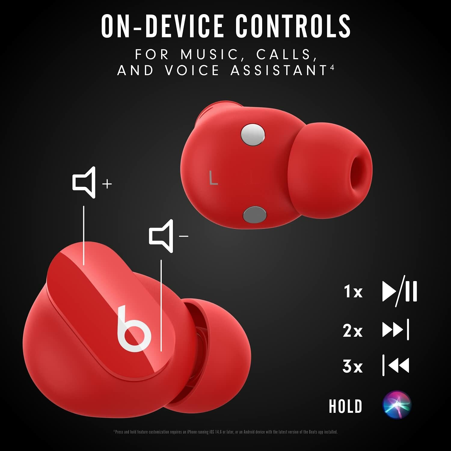 Beats Studio Buds Wireless Bluetooth Earbuds with Active Noise Cancelling - Red (MJ503LL/A) | Perfect for Gym, Commuting & Travel