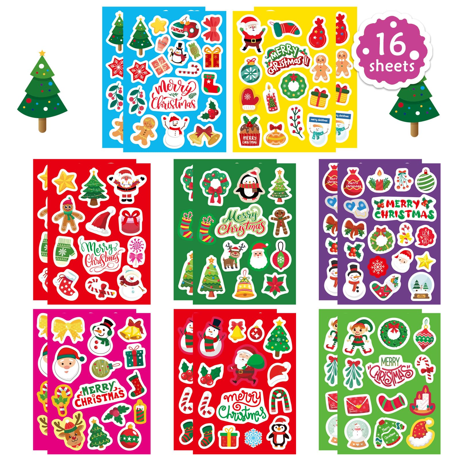 Christmas Stickers for Kids - 50 Unique Merry Holiday Designs, Winter Party Decorations, Xmas Goodie Bag Fillers & Party Favors - Perfect for Classroom Activities, Gift Wrapping & Holiday Crafts