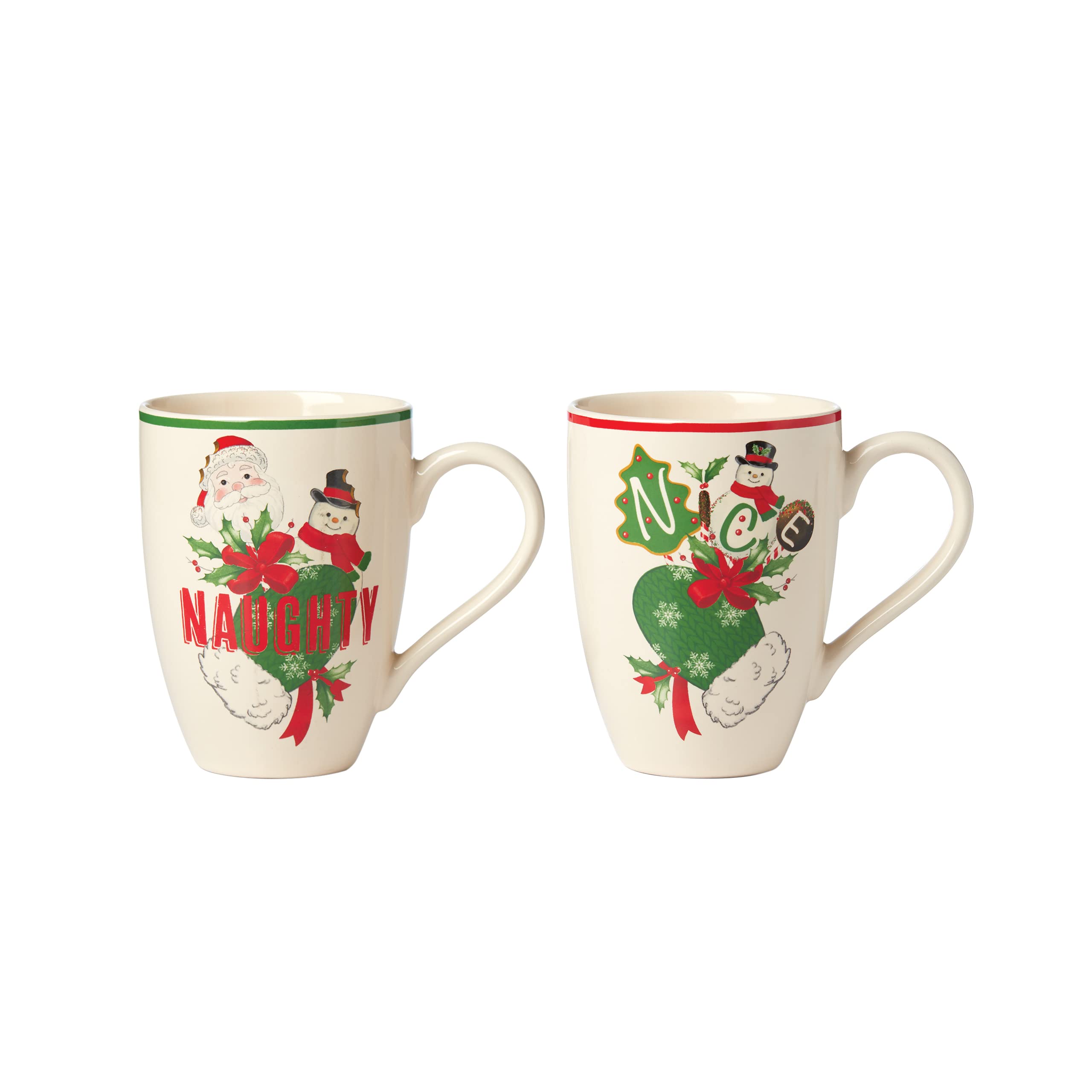 Lenox Holiday 2-Piece Naughty & Nice Coffee Mug Set - 1.75 Cup Capacity, Festive Red & Green - Perfect for Christmas Gifts, Office Parties & Cozy Winter Mornings