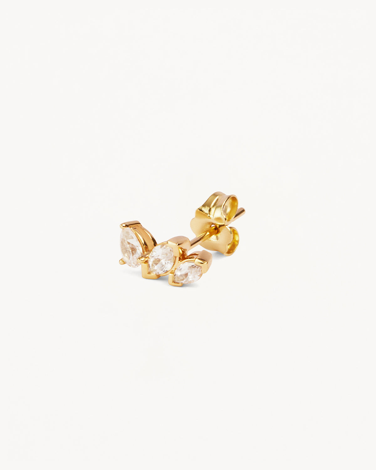 14K Solid Gold Petal Lab Grown Diamond Earrings - Left Ear Stud | Elegant Everyday Jewelry for Women, Perfect for Work, Date Night & Special Occasions