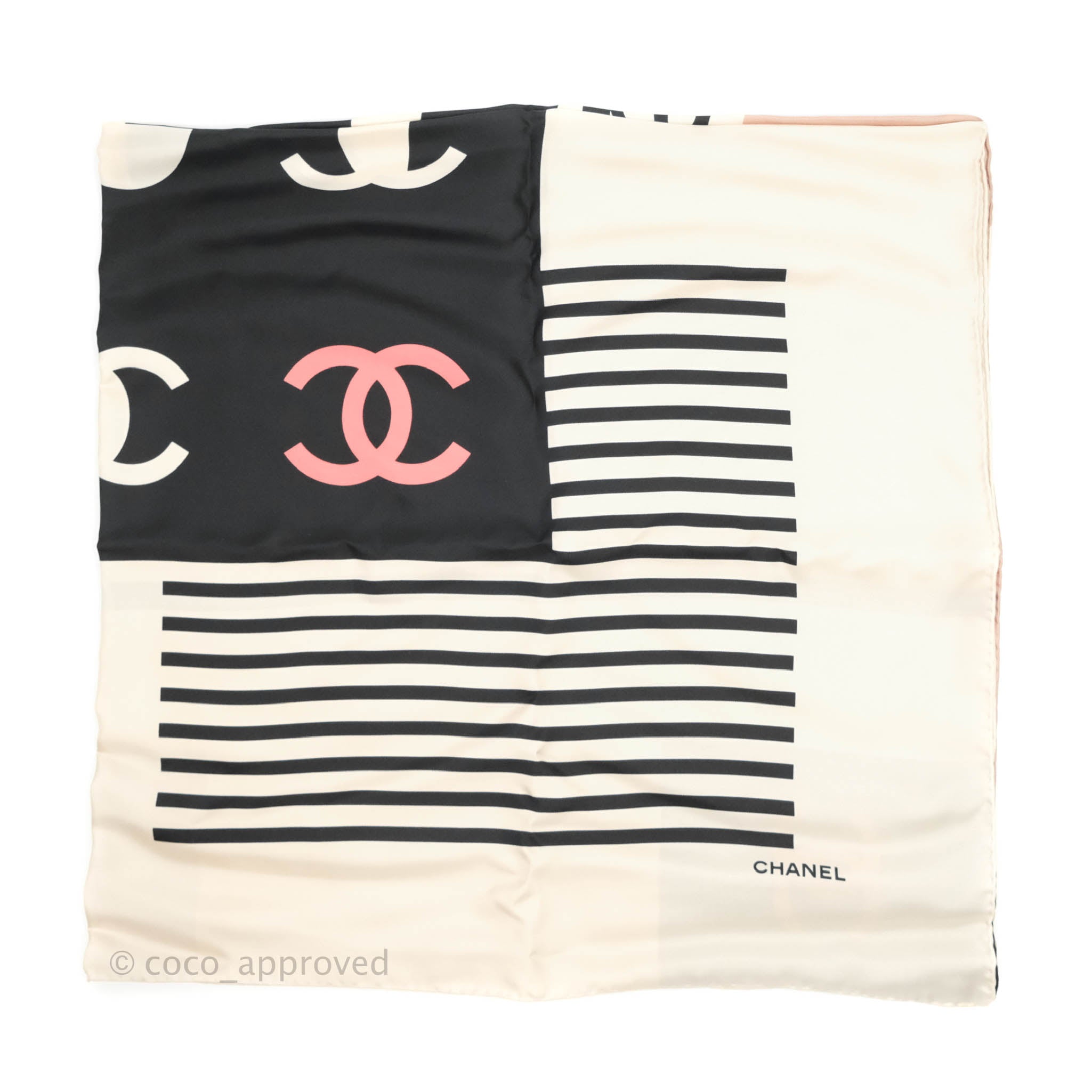 Chanel CC Silk Square Scarf in Cream - Luxury Fashion Accessory for Women, Perfect for Gifts, Parties & Everyday Elegance