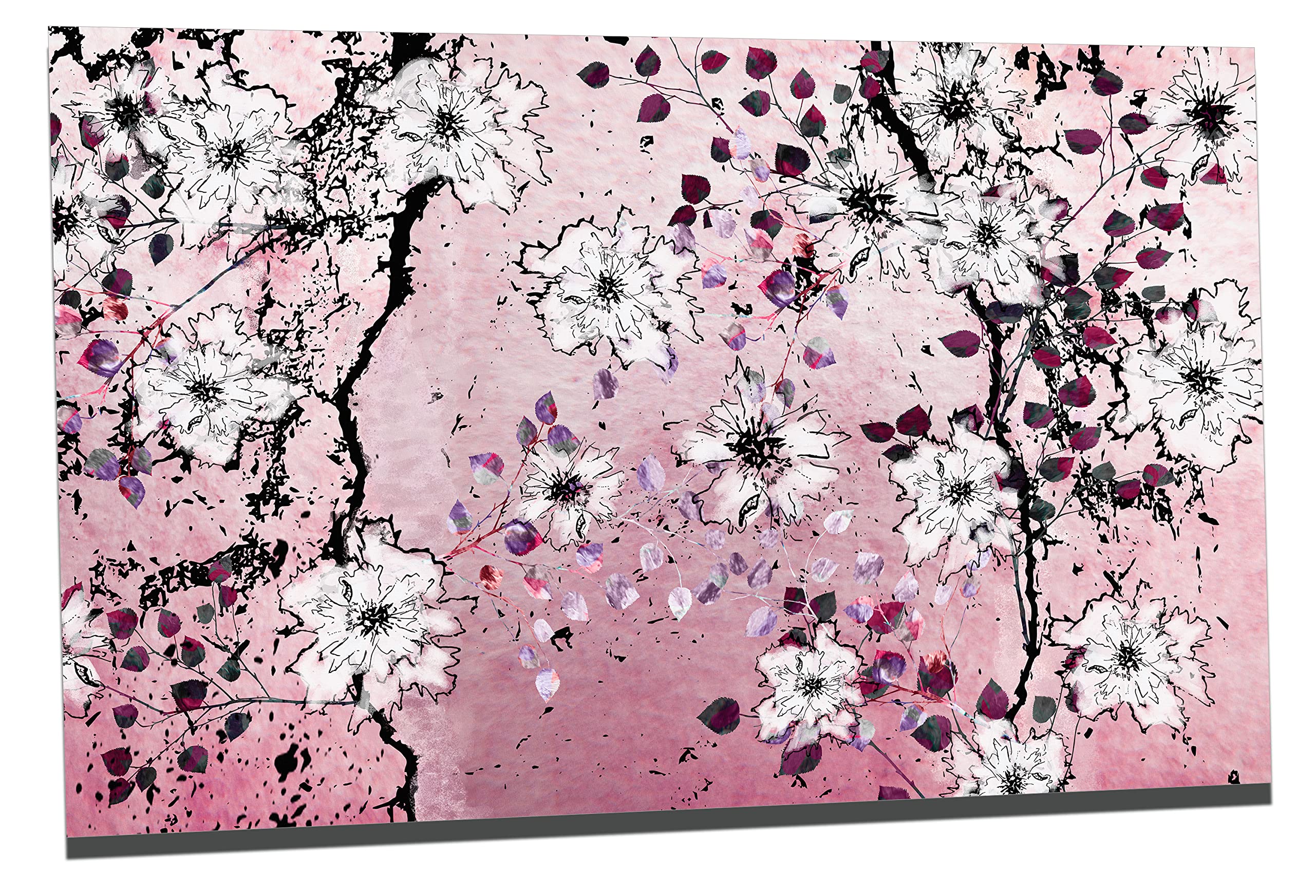 Floral Wall Art Metal Print - Pink Flower Illustration, 30x20 Canvas Quest for Home & Office Decor | Perfect for Living Room, Bedroom & Gift Giving