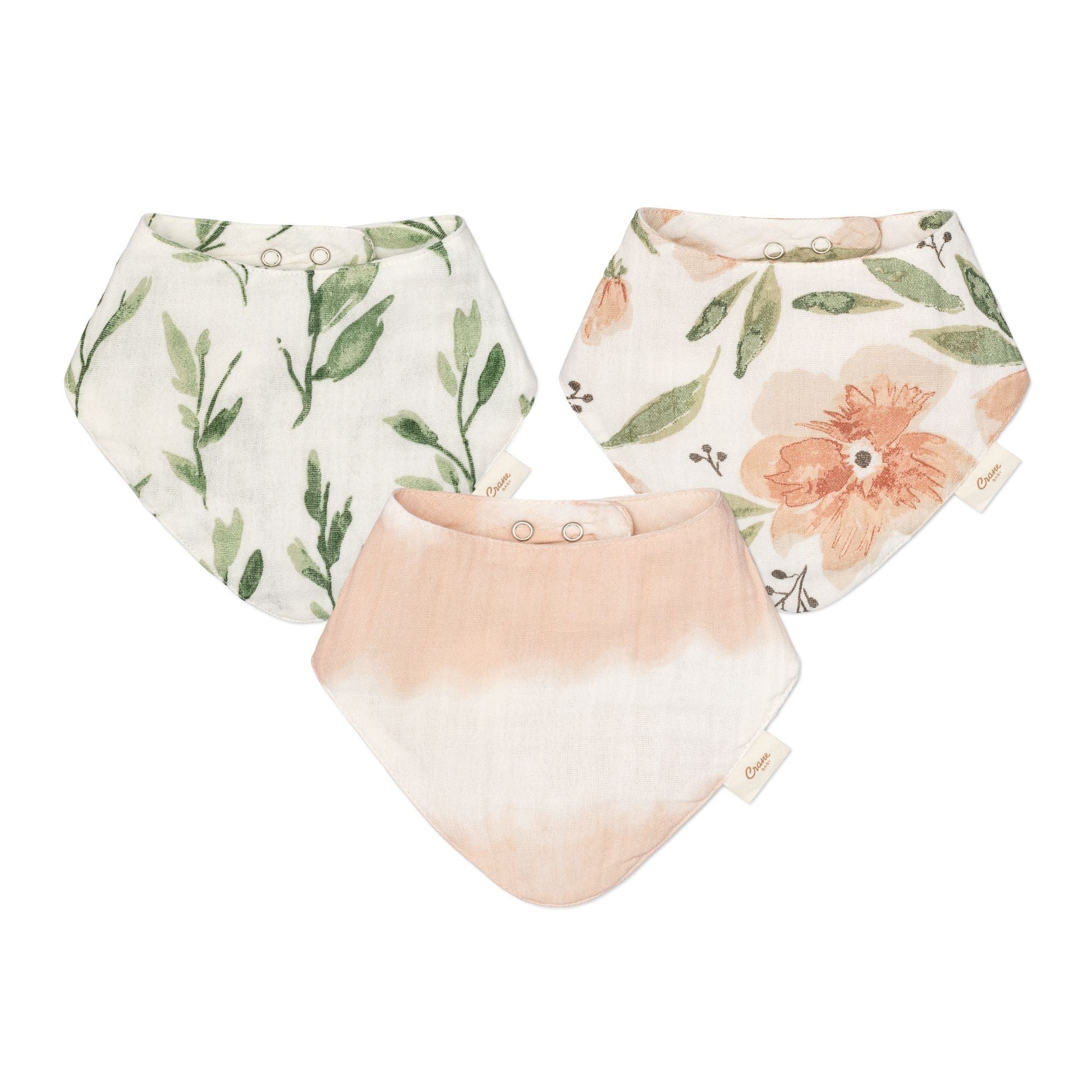 Crane Parker 3-Piece Muslin Baby Bib Set - Soft & Absorbent for Feeding, Drooling & Mealtime - Perfect for Newborns, Infants & Toddlers