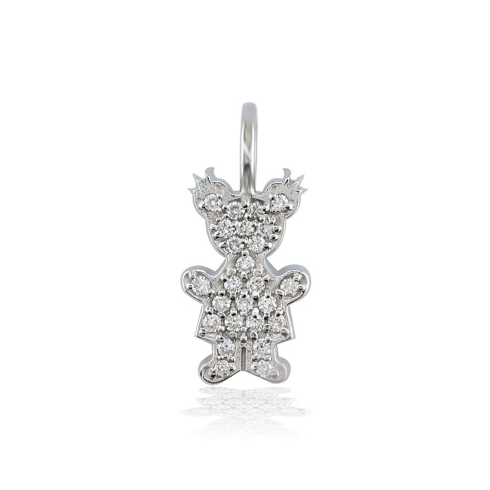 14K White Gold Medium Diamond Pendant for Kids, Girls, Mom & Grandma - Thick Plain Bail Necklace for Birthdays, Anniversaries & Special Occasions