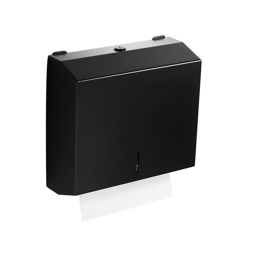 Commercial Matte Black Paper Towel Dispenser - Stainless Steel Wall Mounted C-Fold Hand Towel Holder for Office, Bathroom, Restroom & Kitchen | Durable & Hygienic Tissue Dispenser for High-Traffic Areas
