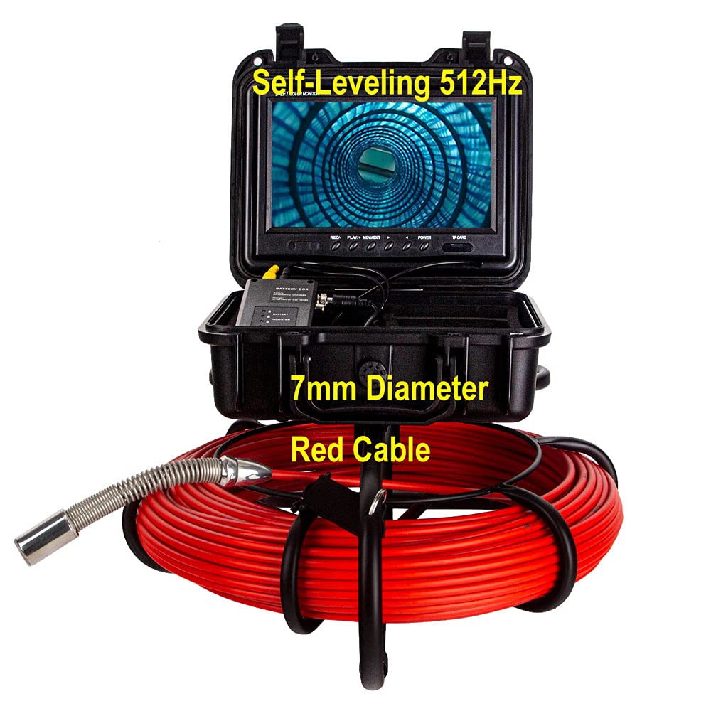 SYANSPAN 7mm DVR Pipe Inspection Camera with 12LED, 512Hz Transmitter & 9