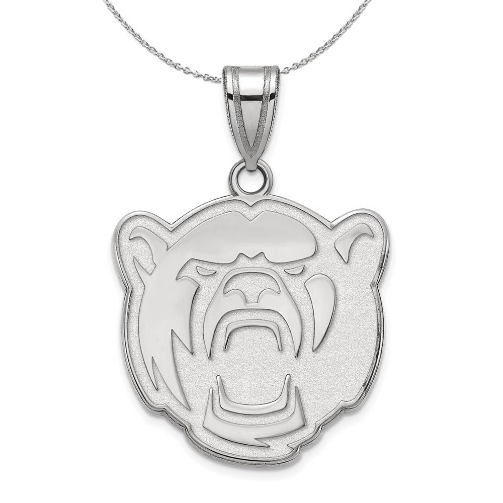 Sterling Silver Baylor University 'BU' Logo Pendant Necklace for Women - Elegant Black Bow Charm Jewelry Gift for Graduation, Game Day & School Spirit