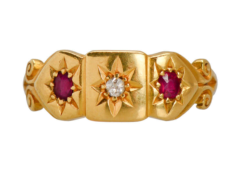 18K Ruby and Diamond Gypsy Ring for Women - Elegant Vintage Jewelry for Weddings, Anniversaries, and Special Occasions