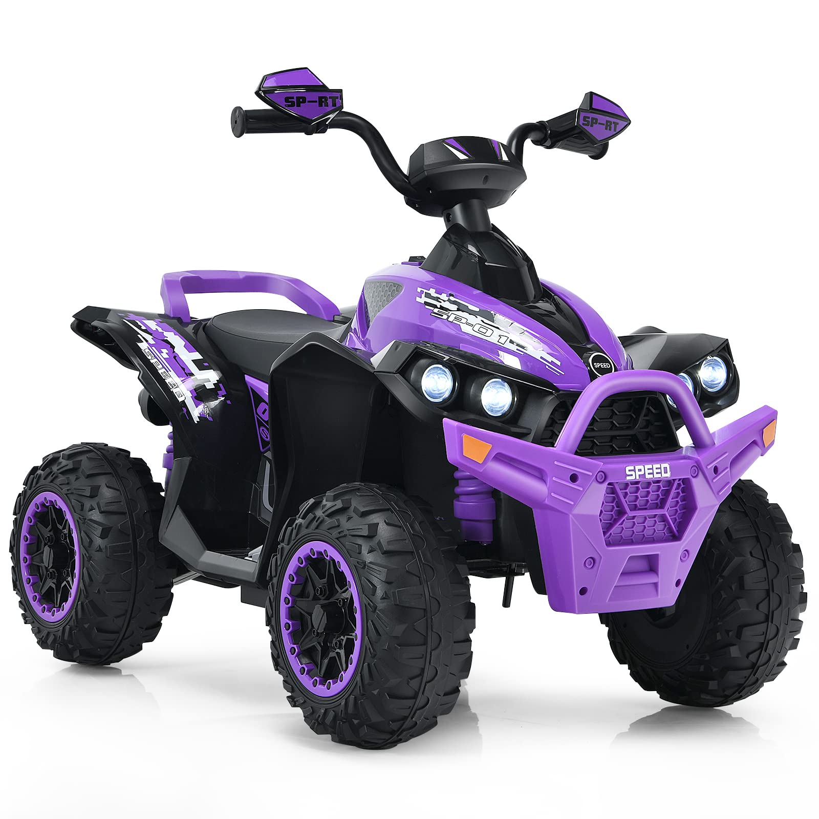 OLAKIDS 12V Kids Ride On ATV - Electric Battery Powered 4 Wheeler Toy Car for Toddlers & Children with LED Lights, Music, Horn - High & Low Speed, Soft Start - Purple Quad Vehicle for Boys & Girls | Outdoor Play, Birthday Gift, Backyard Fun