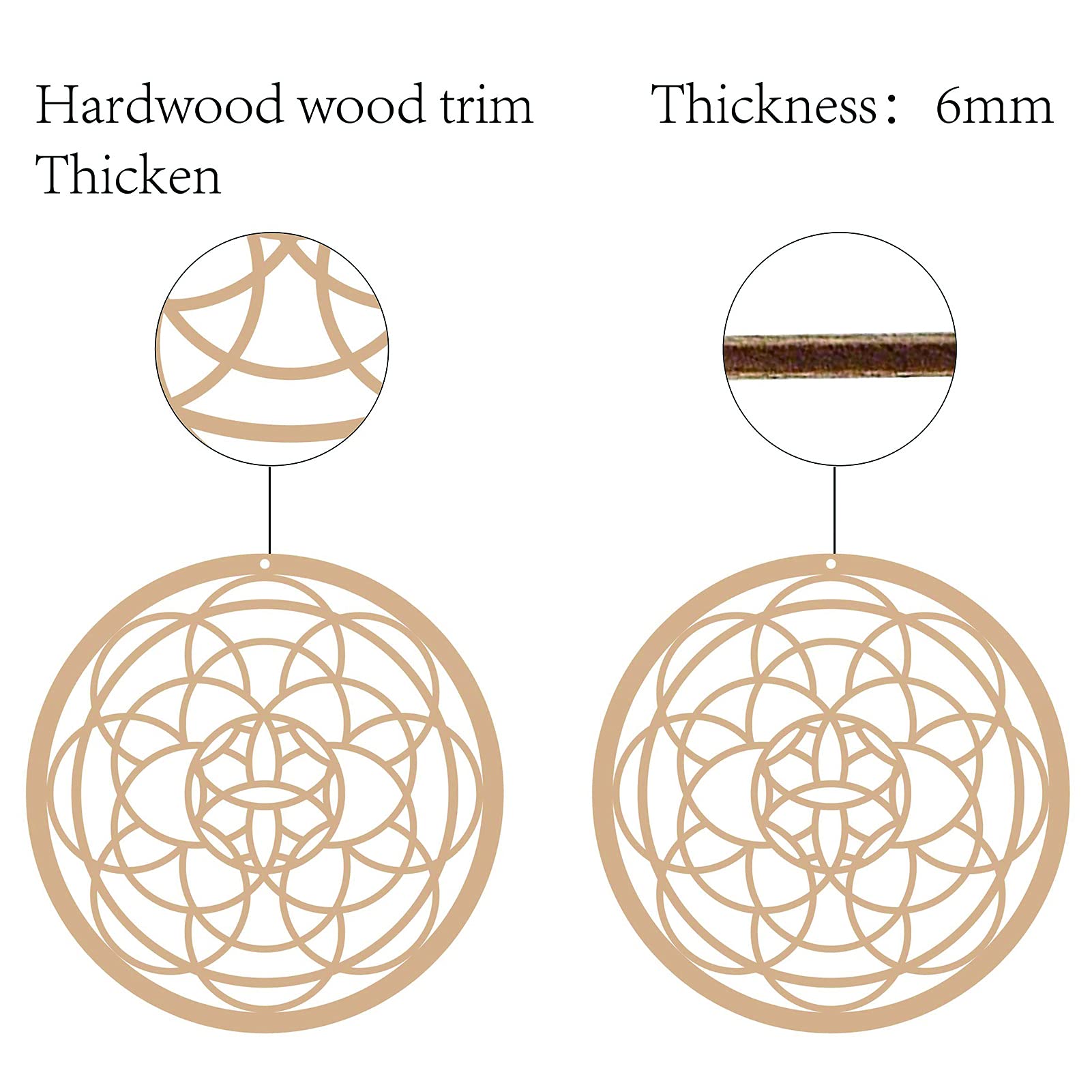 10 Inch Wood Flower Wall Decor - Laser Cut Sacred Geometry Crystal Grid Wall Art - Spiritual Symbol Hanging Decor for Home, Office & Yoga Studio - Perfect for Housewarming Gifts & Meditation Spaces