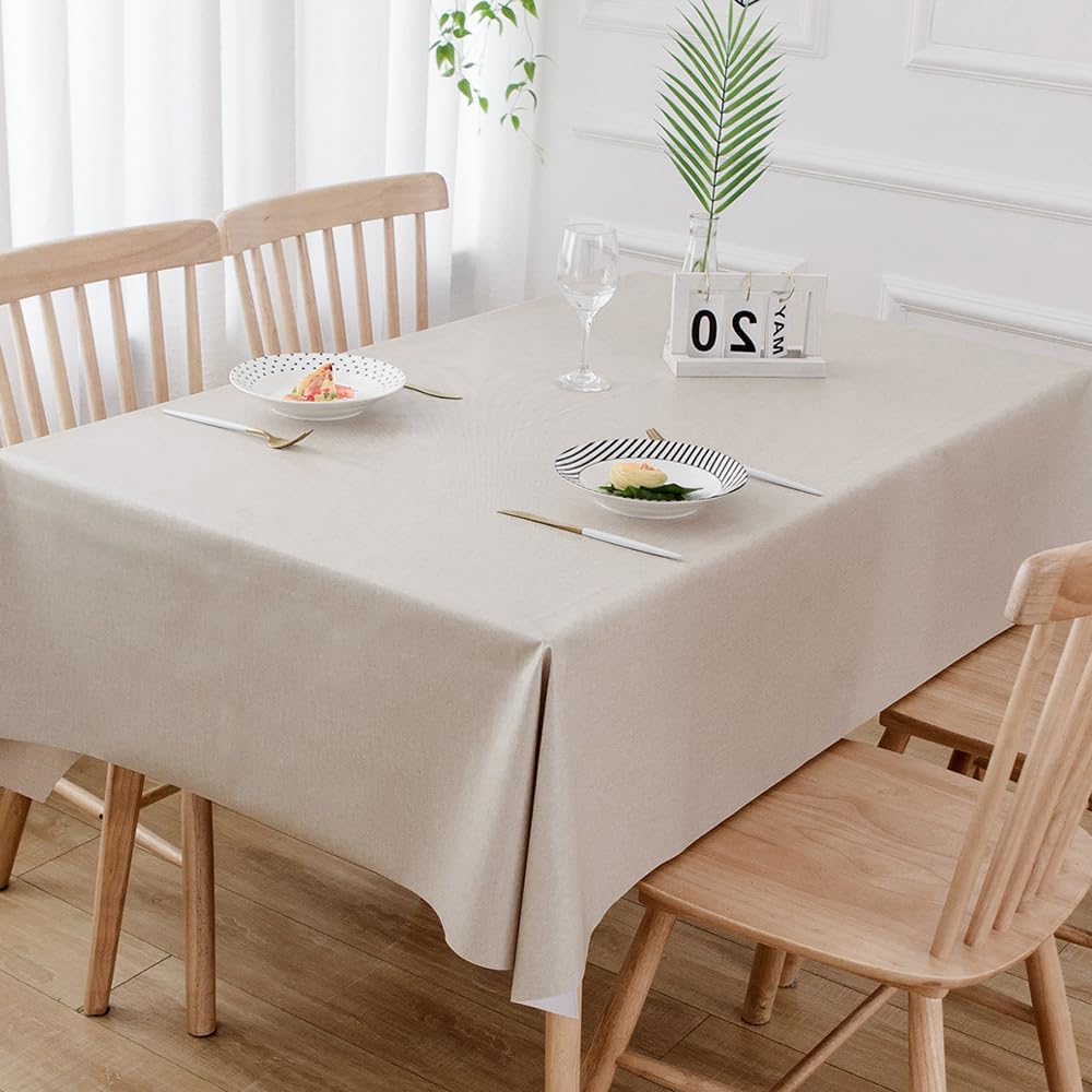 Heavy Duty Vinyl Tablecloth - Wipeable PVC Table Cover for Kitchen, Dining, Party & Outdoor Use - Rectangle 54