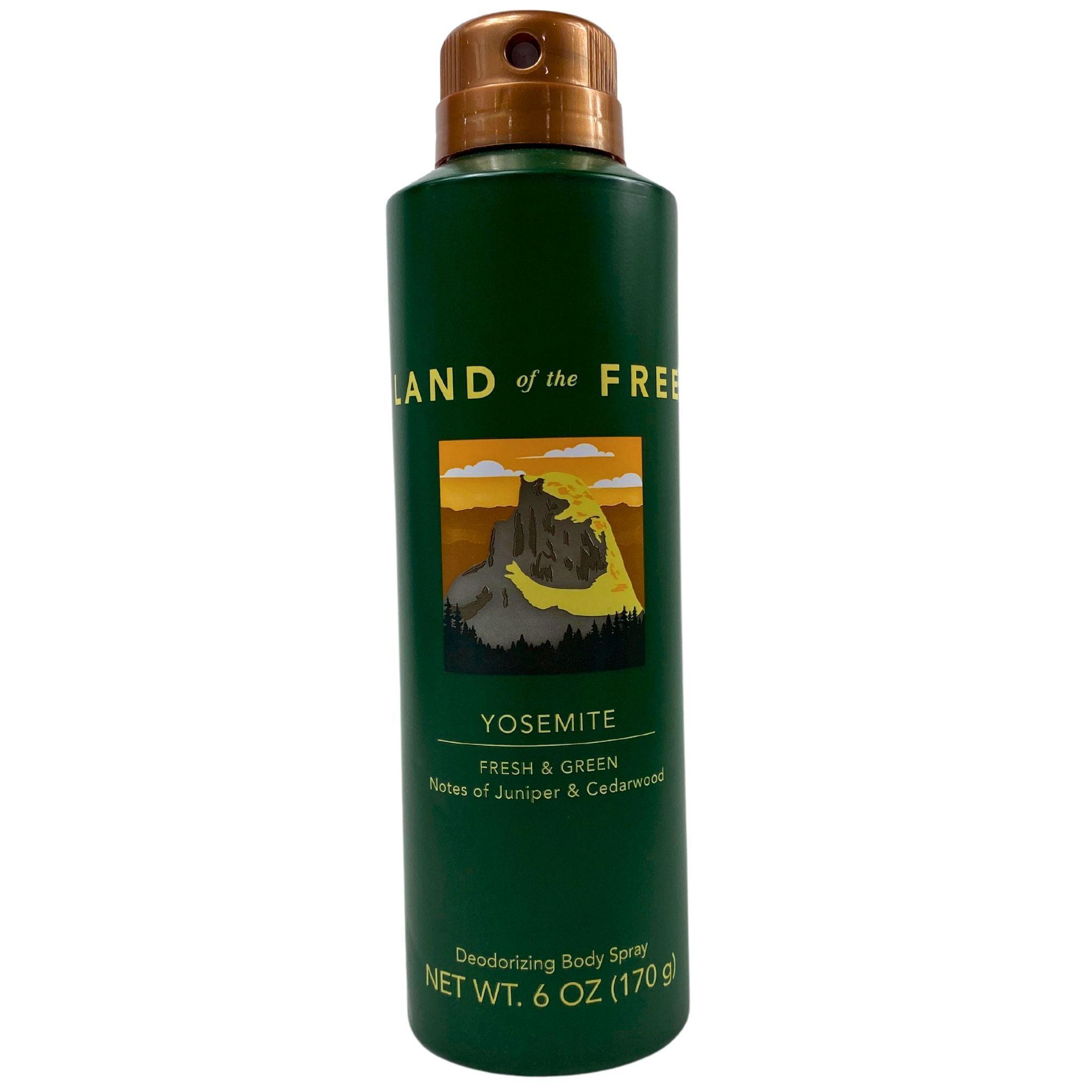 Land Of The Free Yosemite Fresh & Green Deodorizing Body Spray 6oz (45 Pack) - Natural Odor Control for Men & Women, Perfect for Gym, Travel, and Outdoor Activities