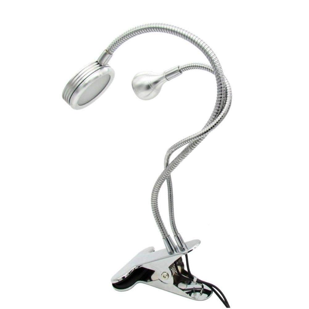 Adjustable USB LED Desk Lamp - 2-in-1 Clip Table Lamp with Dimmable Cold Light for Office, Study & Makeup | White Color, White Light for Home & Beauty Station