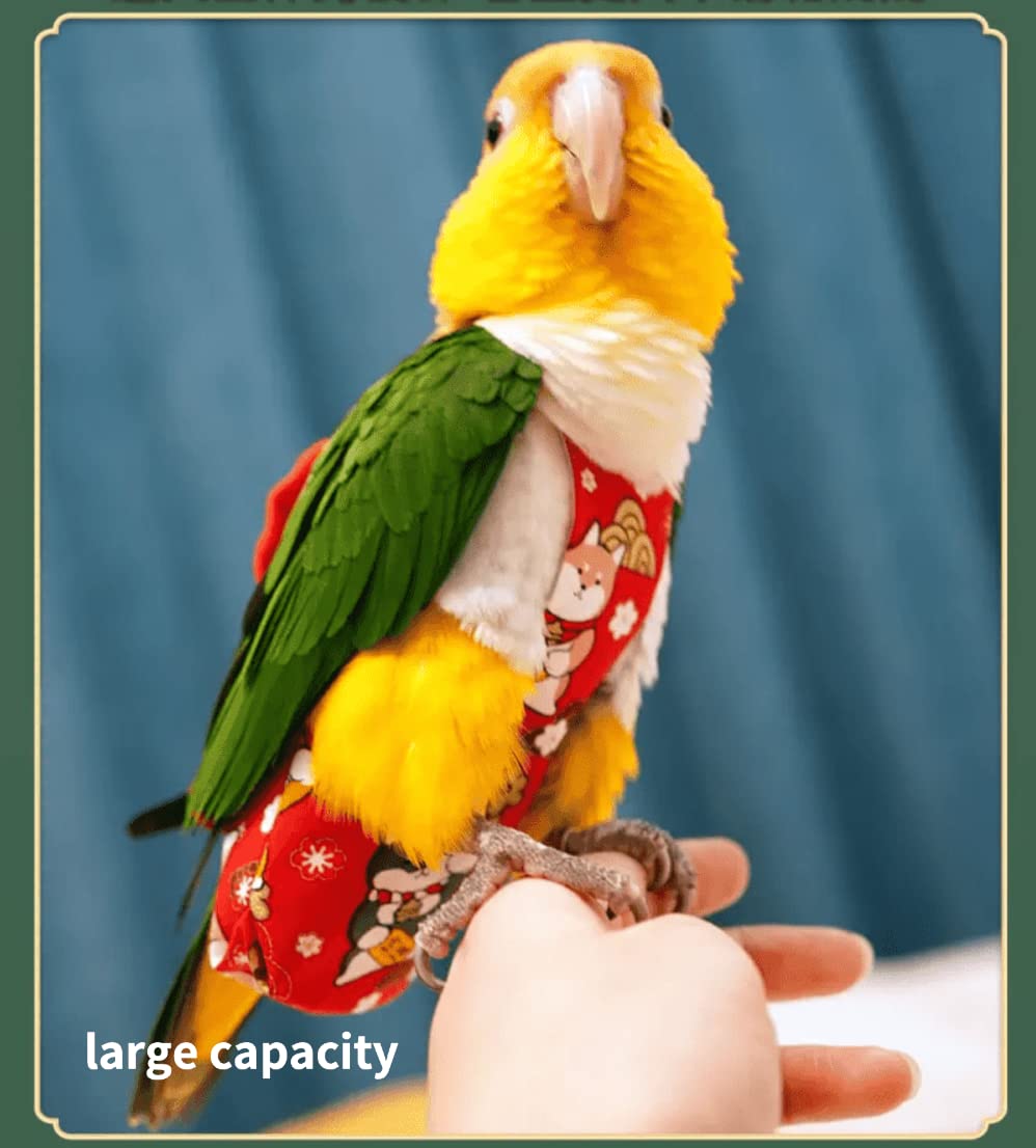 Bird Flight Suits Diapers for Monk Parakeets & Cockatiels - Washable Parrot Clothes Costume with Nappy Liner (Medium, Pink) | Perfect for Training, Travel & Home Use