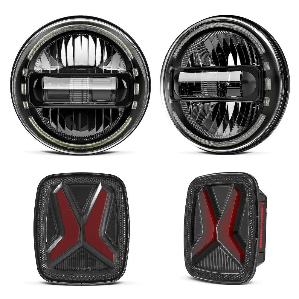 LOYO 7 Inch LED Headlight and Tail Light Kit for Jeep Wrangler TJ (1997-2006) - High Brightness Waterproof Off-Road Lighting for Night Driving & Adventure