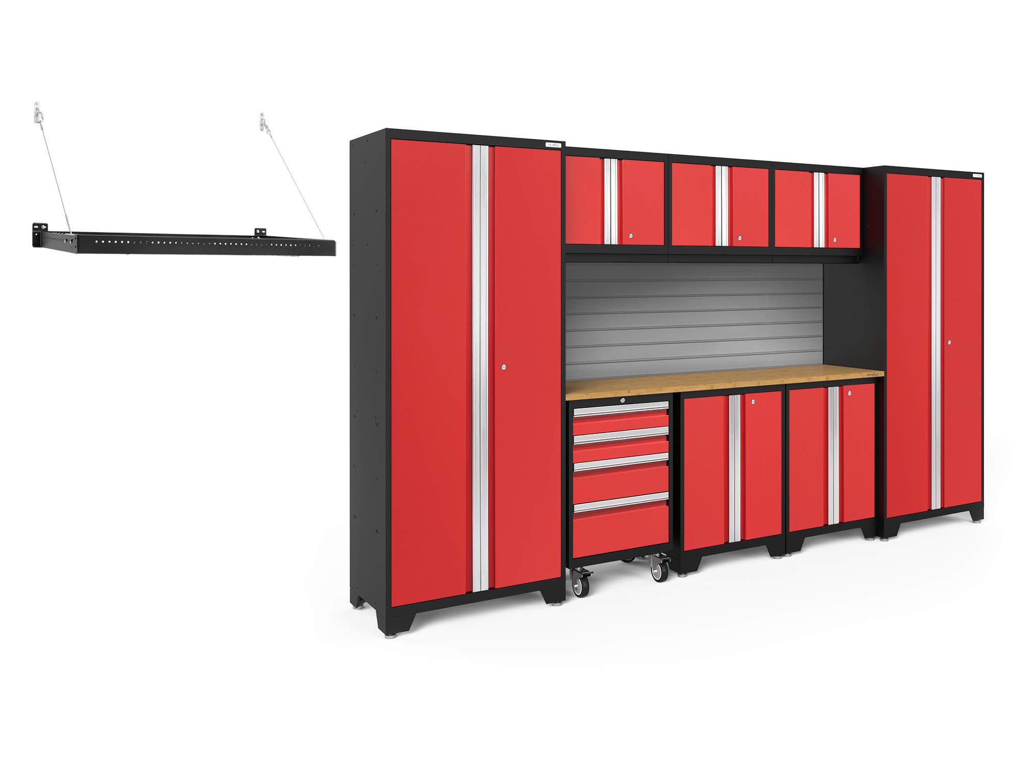 NewAge Products Bold Series Red 9-Piece Garage Cabinet Set (50381) - Heavy Duty Storage for Tools, Equipment & Workshop Organization