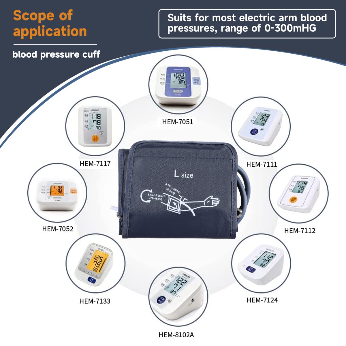 LUKELI Large Arm Cuff for Automatic & Digital Blood Pressure Monitor (22-48cm) - Comfortable & Accurate BP Measurement for Adults & Seniors - Perfect for Home Use, Clinics, and Elderly Care