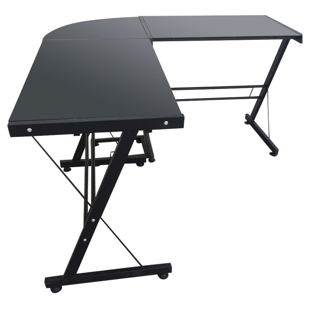 L-Shaped Durable Stalinite Computer Desk - Black Home Office Workstation for Small Spaces, Gaming & Study | Perfect for Bedroom, Dorm & Apartment