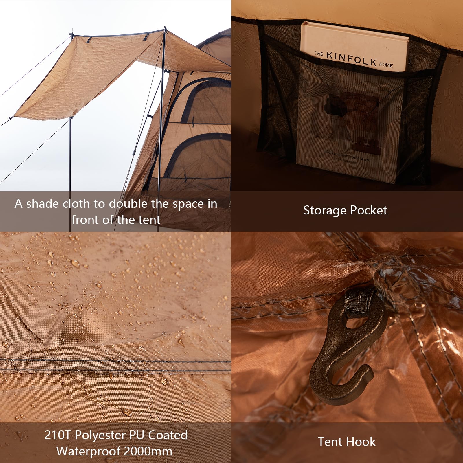 TUKAILAI Instant Camping Tent - Hexagonal Automatic Pop Up Dome Tent with 4 Mesh Windows & Door, Easy Setup for Outdoor Adventures, Backpacking, Hiking & Family Camping Trips