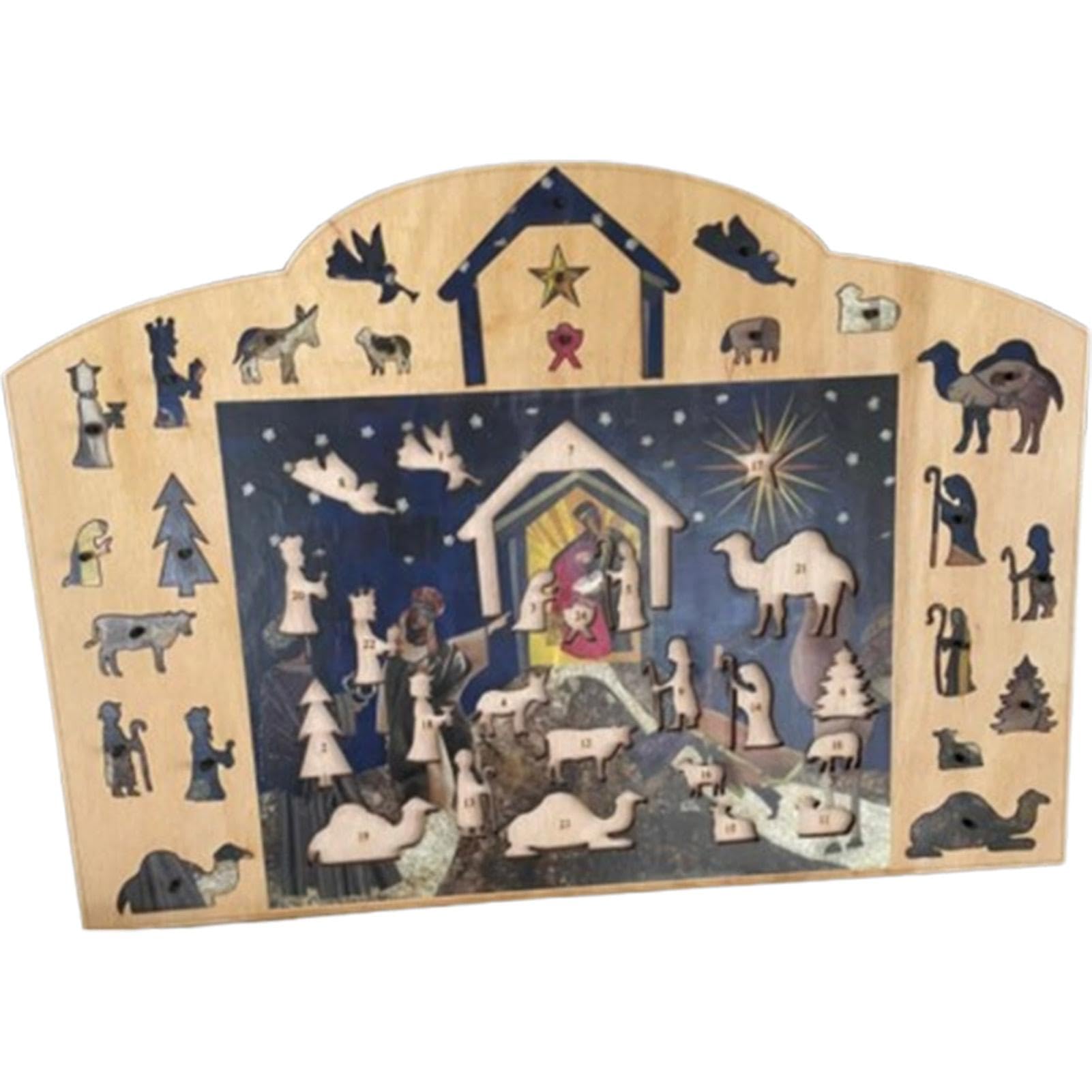 Wooden Nativity Scene Puzzle - Christmas Countdown Advent Calendar Puzzle, Holiday Wooden Decor for Kids & Families - Perfect for Christmas Countdown, Home Decor & Holiday Activities