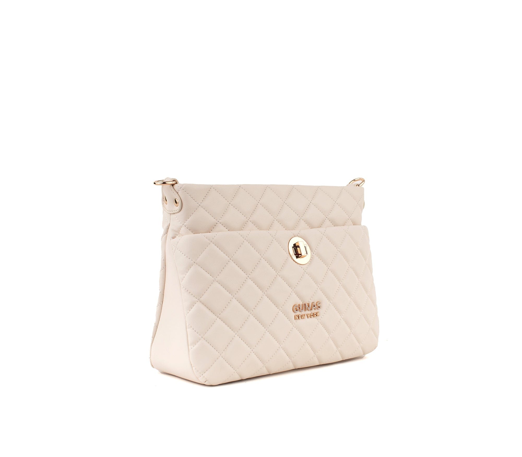 Eco-Friendly Koi Quilted Vegan Leather Shoulder Bag for Women - Off White Crossbody Purse | Perfect for Work, Travel & Daily Use
