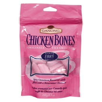 Ganong CHICKEN BONES Candy - 2 Bags of Pink Cinnamon Chocolate Candies from Canada | Perfect for Holidays, Gifts & Sweet Treats