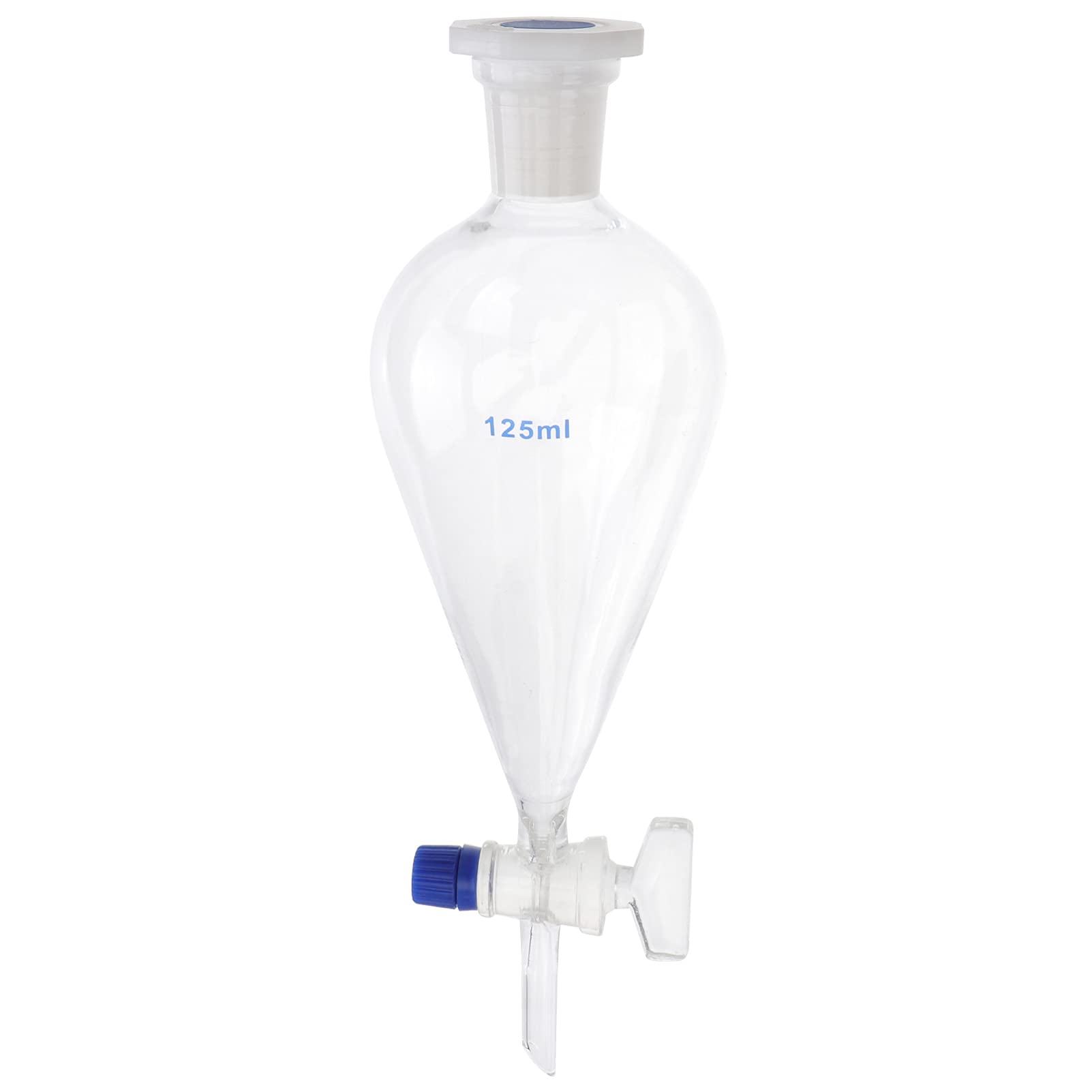 Premium Borosilicate Glass Pear-Shaped Separatory Funnel 125ml - Heavy Wall Conical Design for Precise Liquid Separation - Ideal for Chemistry Labs, Essential Oil Extraction & Essential Laboratory Accessories - Perfect for Organic Chemistry Experiments & Liquid-Liquid Extraction