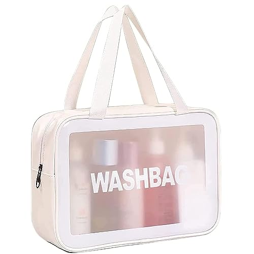 Vivesha Clear Toiletry Bag - Waterproof PVC Makeup Travel Organizer with Zipper, Portable Cosmetic Pouch for Women - Perfect for Air Travel, Gym, Beach & Daily Essentials Storage