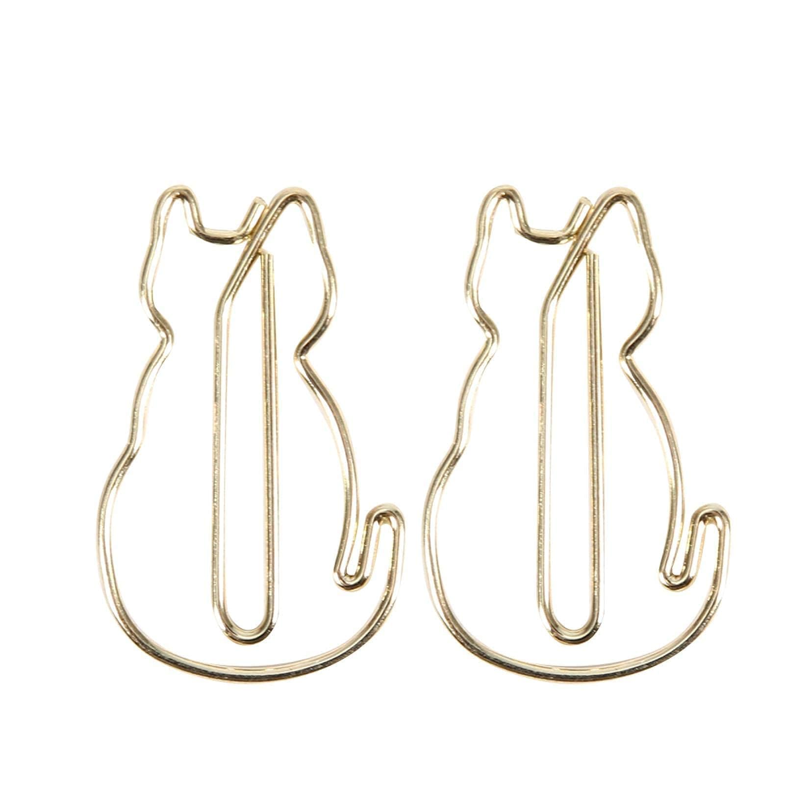 12PCS Gold Cat Paper Clips - Cute Sitting Cat Design Office Supplies for School, Home & Office Organization | Perfect for Notebooks, Documents, Gift Wrapping & Craft Projects