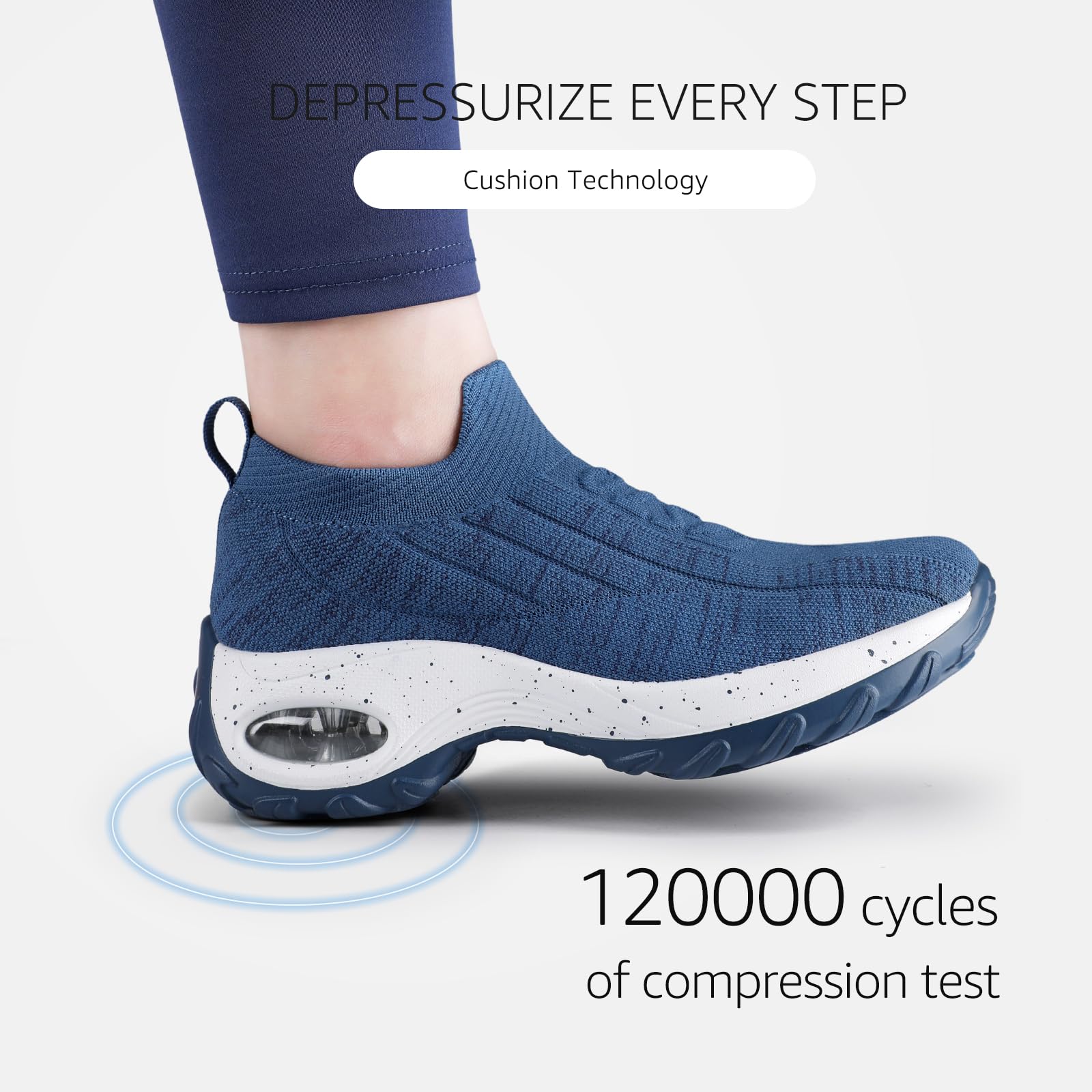 STQ Women's Slip-On Walking Shoes - Breathable Non-Slip Work Sneakers with Air Cushion & Arch Support - Comfortable Orthopedic Shoes for Nurses, Waitresses & All-Day Wear