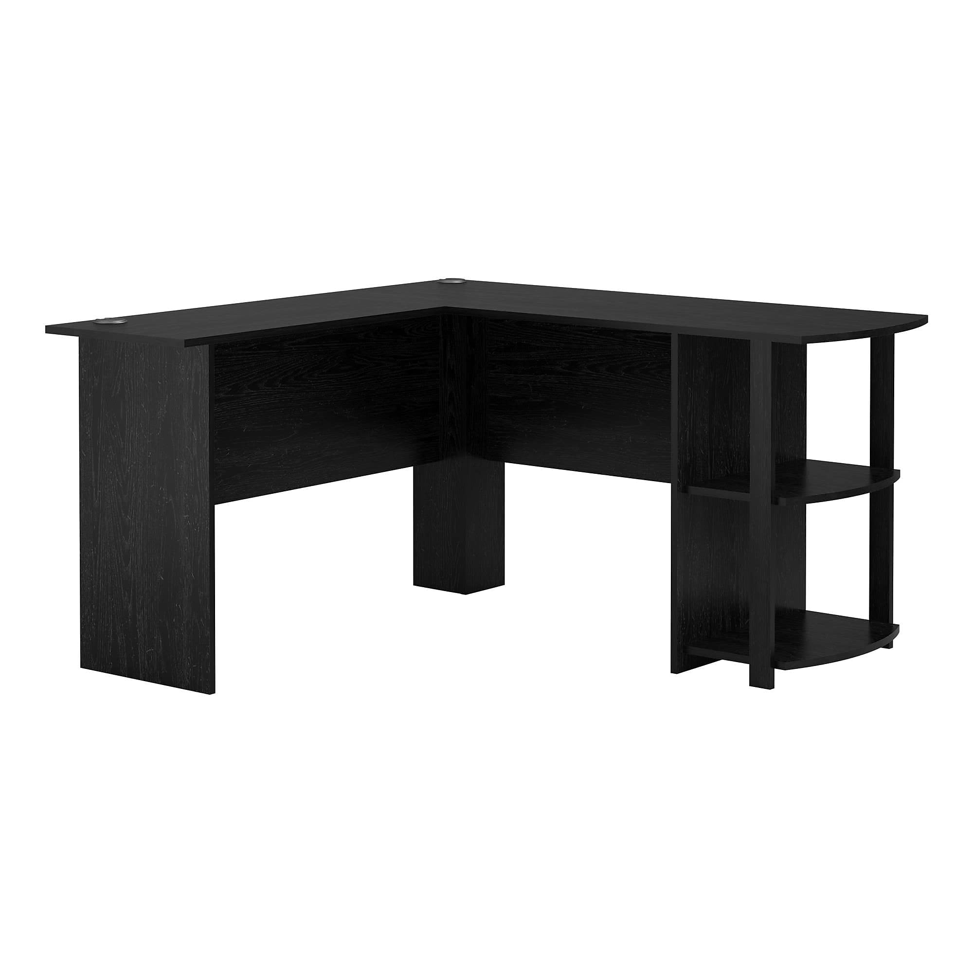 Ameriwood Home Dakota L-Shaped Desk with Bookshelves - Black Oak Finish for Home Office, Study & Workspace | Durable & Stylish Computer Desk
