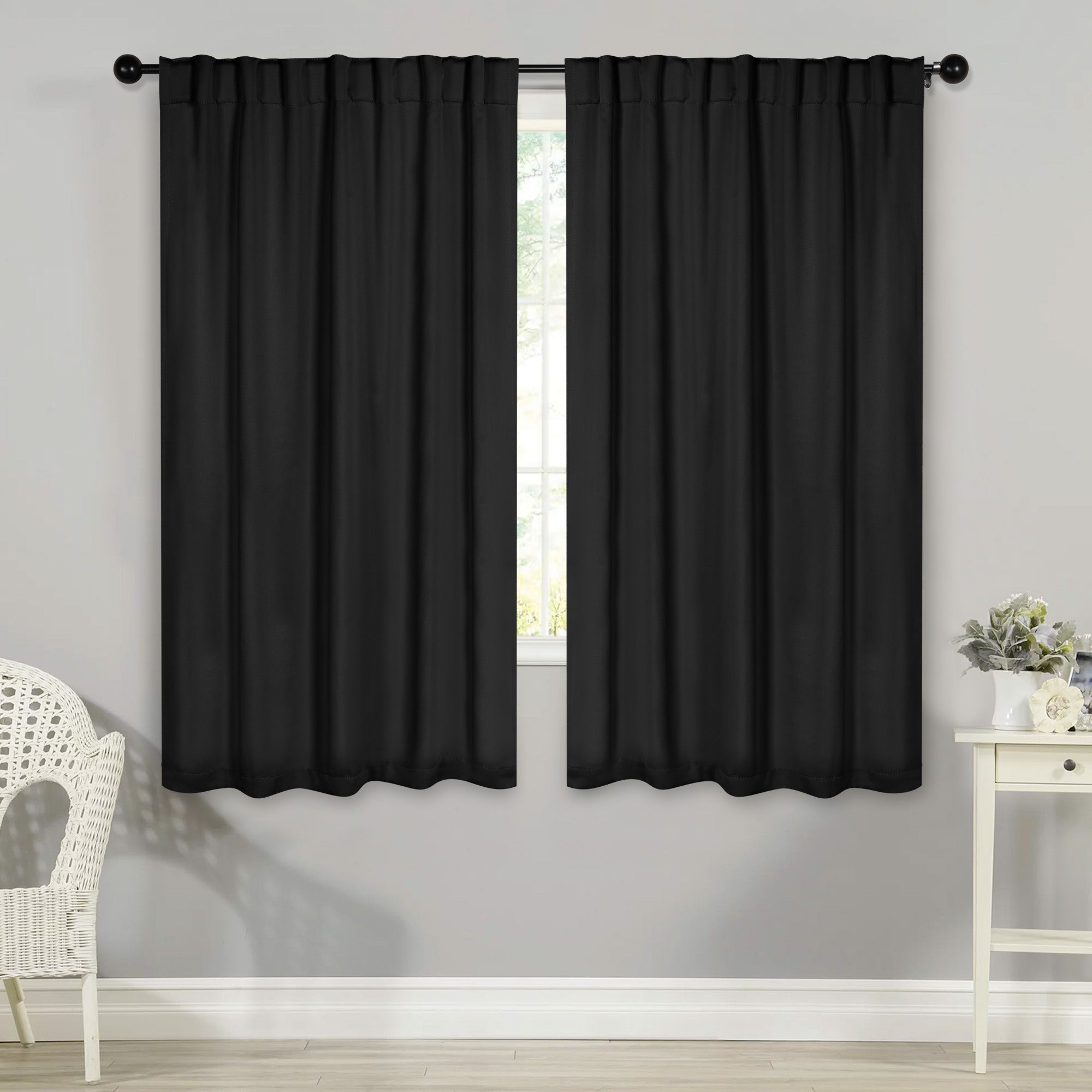 Blackout Curtains for Bedroom - Solid Room Darkening Thermal Insulated Curtains with Back Tabs, Set of 2 Panels - Perfect for Nursery, Home Theater & Light Sleepers