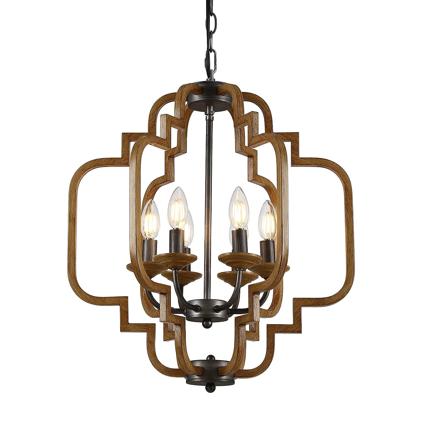 Riomasee 6-Light Farmhouse Chandelier - Rustic Metal Pendant Light Fixture with Stardust Finish for Dining Room, Living Room, Bedroom & Kitchen | Vintage Ceiling Lighting for Home Decor, Cabin & Country House Ambiance